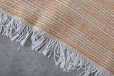 Moroccan Rug – Warm Beige Striped Pattern with Fringe | 3.6 FT x 5.5 FT