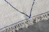 Moroccan Rug - 6.8 x 10 Ft, White with Blue Diamond Pattern