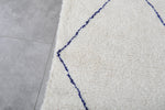 Moroccan Rug - 6.8 x 10 Ft, White with Blue Diamond Pattern