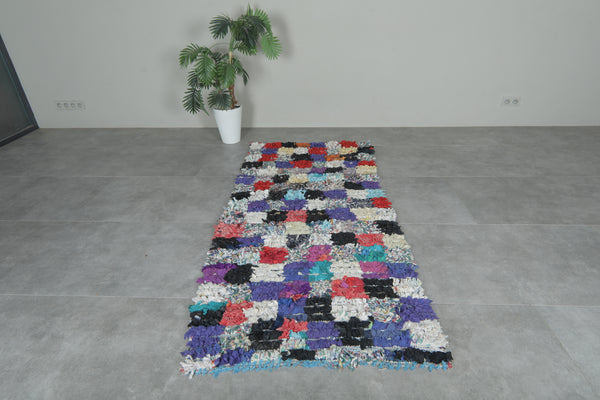 Colorful Moroccan boucherouite rug – 5.2 x 7.1 Feet handwoven shag carpet