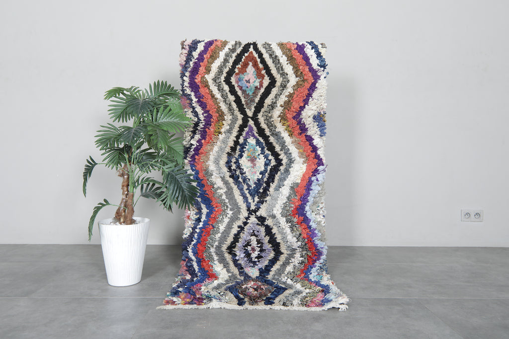 Handmade Boucherouite Rug 2.5 X 5.6 FT Moroccan Shag Rug