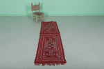 Red Runner Berber Moroccan Handmade Rug – 1.8 FT x 6.5 FT | Traditional Elegance for Your Hallway