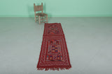 Red Runner Berber Moroccan Handmade Rug – 1.8 FT x 6.5 FT | Traditional Elegance for Your Hallway