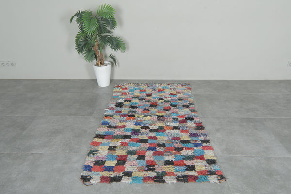 Vintage Moroccan boucherouite rug – 3.2 x 5.7 Feet pastel patchwork carpet