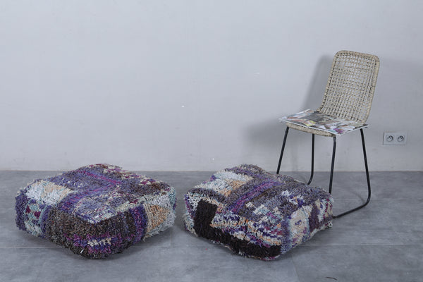 Two Moroccan vintage ottoman poufs | Handwoven with tribal patterns