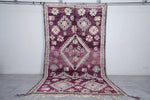 Boujaad Moroccan Rug – 5.7 x 11.2 FT Deep Purple with Ivory Floral Motifs