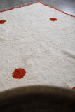 White Wool Custom Moroccan Rug with Red Border