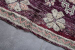 Boujaad Moroccan Rug – 5.7 x 11.2 FT Deep Purple with Ivory Floral Motifs