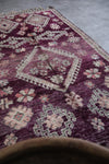 Boujaad Moroccan Rug – 5.7 x 11.2 FT Deep Purple with Ivory Floral Motifs