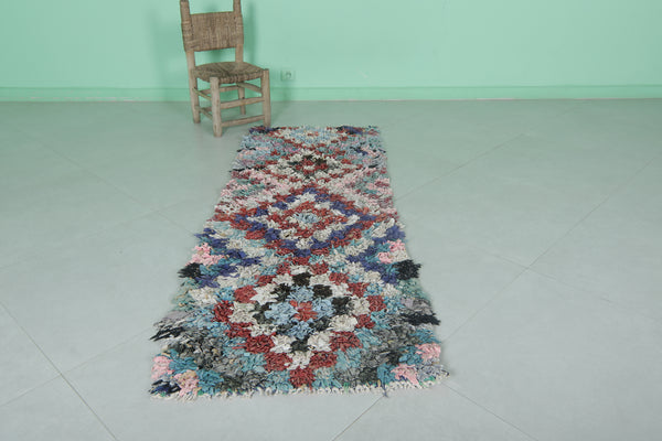 Vintage handmade runner rug – 2.2 FT × 6.2 FT | Colorful Moroccan boucherouite