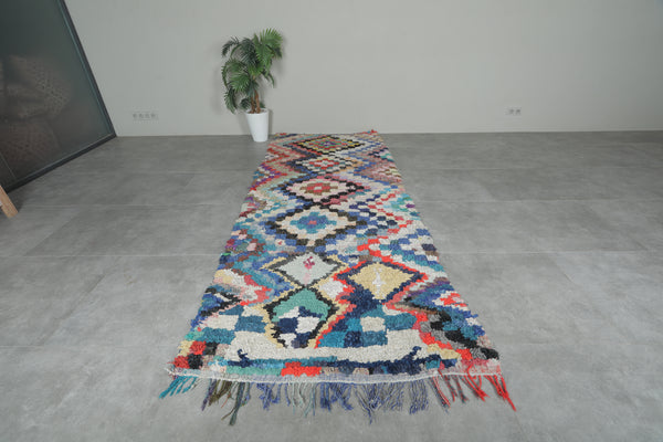 Vintage Boucherouite Rug – 4 x 9.6 Feet Diamond Patchwork Runner