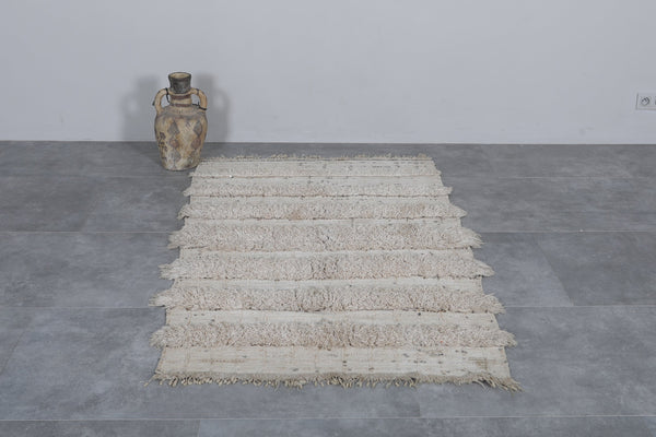 Beige flatwoven berber Moroccan rug – 3.6 FT x 5.9 FT | Handwoven wool carpet