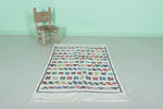 Handwoven White Moroccan Rug with Colorful Patterns – 3.2 FT x 5.1 FT