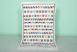 Handwoven White Moroccan Rug with Colorful Patterns – 3.2 FT x 5.1 FT