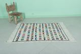 Handwoven White Moroccan Rug with Colorful Patterns – 3.2 FT x 5.1 FT