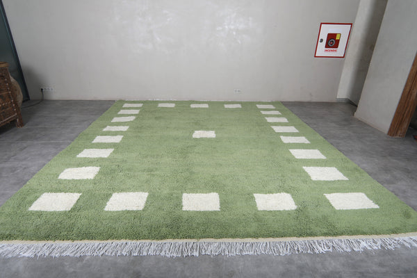 Green & white checkered Moroccan rug – Handmade custom sizes