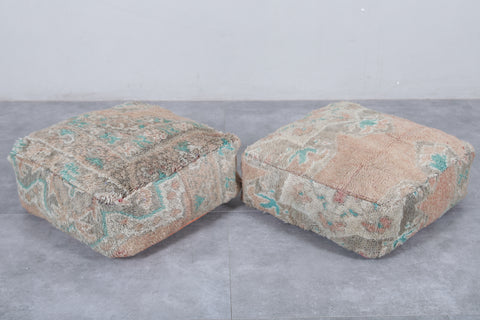 Two Moroccan vintage ottoman pouf