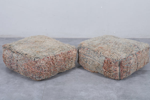Two Moroccan vintage ottoman poufs | Handwoven Moroccan accent pieces
