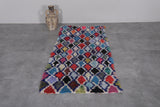 Moroccan Runner Rug – 2.8 x 5.6 FT | Vibrant Multi-Color Diamond Pattern