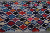 Moroccan Runner Rug – 2.8 x 5.6 FT | Vibrant Multi-Color Diamond Pattern