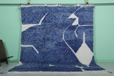 Moroccan Wool Rug 8.2 ft x 9.8 ft | Modern Geometric Blue and White Design