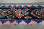 Geometric Moroccan Boucherouite Rug – 3.7 x 8.9 Feet Colorful Tribal Art