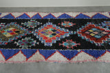 Geometric Moroccan Boucherouite Rug – 3.7 x 8.9 Feet Colorful Tribal Art