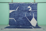 Moroccan Wool Rug 8.2 ft x 9.8 ft | Modern Geometric Blue and White Design
