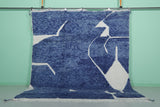 Moroccan Wool Rug 8.2 ft x 9.8 ft | Modern Geometric Blue and White Design
