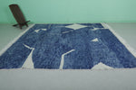 Moroccan Wool Rug 8.2 ft x 9.8 ft | Modern Geometric Blue and White Design