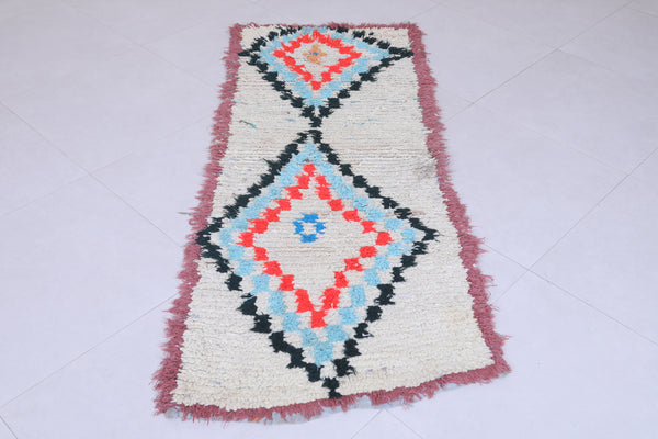 Handcrafted Moroccan berber rug - Bold geometric design 2.3 FT X 6.1 FT