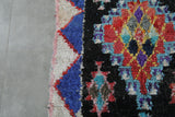 Geometric Moroccan Boucherouite Rug – 3.7 x 8.9 Feet Colorful Tribal Art