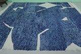 Moroccan Wool Rug 8.2 ft x 9.8 ft | Modern Geometric Blue and White Design