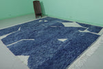 Moroccan Wool Rug 8.2 ft x 9.8 ft | Modern Geometric Blue and White Design