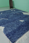 Moroccan Wool Rug 8.2 ft x 9.8 ft | Modern Geometric Blue and White Design