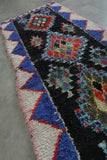 Geometric Moroccan Boucherouite Rug – 3.7 x 8.9 Feet Colorful Tribal Art