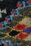 Geometric Moroccan Boucherouite Rug – 3.7 x 8.9 Feet Colorful Tribal Art