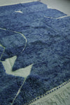 Moroccan Wool Rug 8.2 ft x 9.8 ft | Modern Geometric Blue and White Design