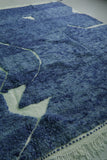 Moroccan Wool Rug 8.2 ft x 9.8 ft | Modern Geometric Blue and White Design