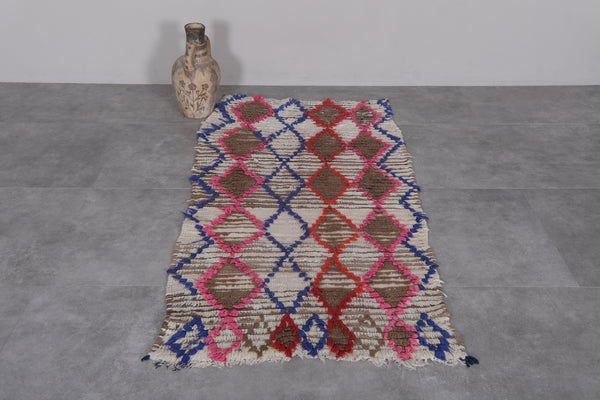 Moroccan runner rug – Colorful diamond pattern 3 x 5.8 FT | Handcrafted wool