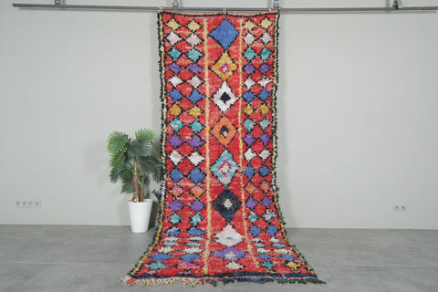 Bold Moroccan Boucherouite Rug – 4.2 x 10.8 Feet Handwoven Tribal Runner