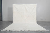 Moroccan Rug - 6.7 x 9.6 Ft, White with Subtle Diamond Pattern