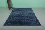 Handwoven Moroccan Rug 6.1 x 8.2 ft - Deep Blue Wool Berber Design