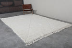 Moroccan Rug - 6.7 x 9.6 Ft, White with Subtle Diamond Pattern