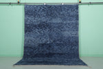 Handwoven Moroccan Rug 6.1 x 8.2 ft - Deep Blue Wool Berber Design