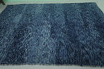 Handwoven Moroccan Rug 6.1 x 8.2 ft - Deep Blue Wool Berber Design