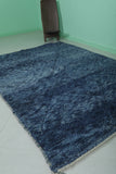 Handwoven Moroccan Rug 6.1 x 8.2 ft - Deep Blue Wool Berber Design