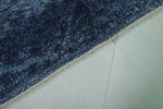 Handwoven Moroccan Rug 6.1 x 8.2 ft - Deep Blue Wool Berber Design