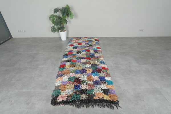 Colorful Moroccan boucherouite rug – 3 x 7.8 Feet handwoven runner rug