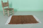 Handmade Moroccan Beni Ourain Rug 2 x 3 FT – Warm Brown Wool Accent Rug